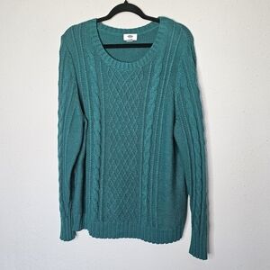 Old Navy Teal Green Cable‎ Knit Sweater Women Size XXL